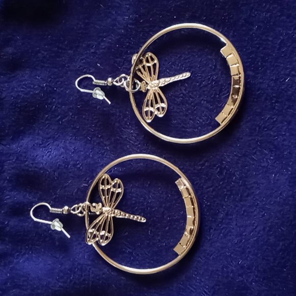 Dragonfly Earrings with rhinestones - Picture 2 of 2